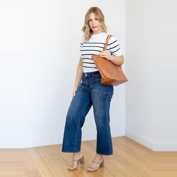 Kut From The Kloth Meg Wide Leg Jeans size 8 Zip Patch Pocket - Picture 2 of 15